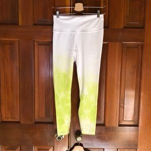 Athleta White and hot yellow/green 7/8 leggings